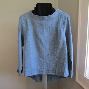 J Crew cotton blouse with portrait style collar